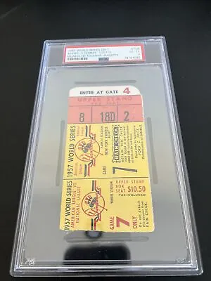 1957 Yankees Braves Wld Series Game7 Ticket PSA 4 Braves 5-0 Aaron Only WS • $950