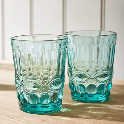 Set Of 3 - Coloured Glasses Set Glassware Tumbler Juice Whiskey Wine Glass • £20.99