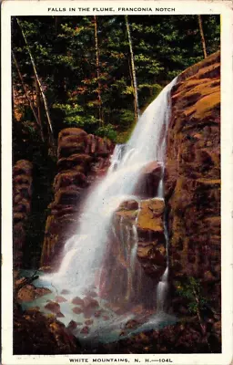 White Mountains NH~Falls In The Flume~Franconia Notch~Linen Vintage Postcard-A28 • £4.27