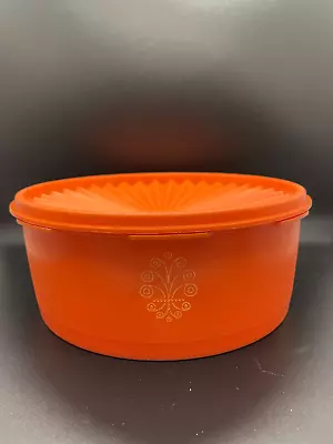 Vintage Tupperware Servalier Orange Snack Canister Round • $9.99