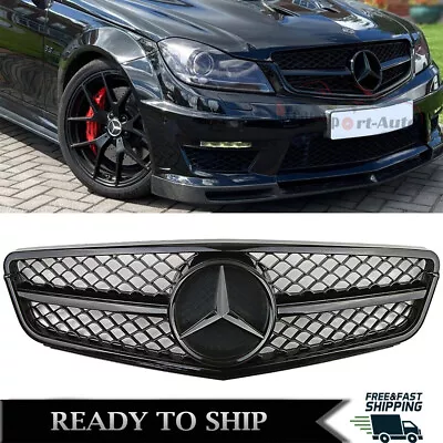 Gloss Black Front Grille Black Star For 2008-2013 Mercedes Benz W204 C250 C350 • $82.99