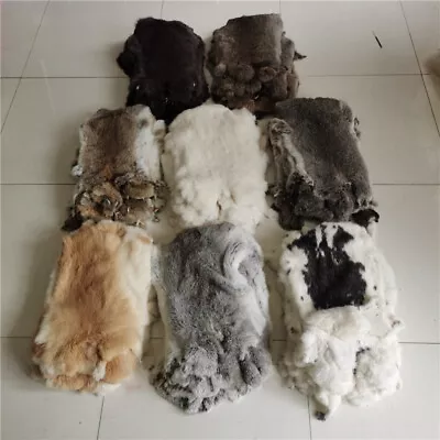 Random Color 5 Pieces Tanned Real Rabbit Skin Fur Pelts Soft Leather Hides Decor • $28.49