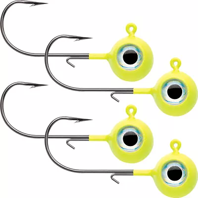 VMC Neon Moon Eye 1/4 Oz. 3D Holographic Jig - 4 Pack - Chartreuse • $10.50