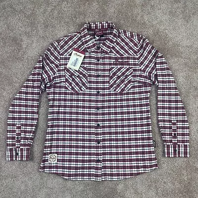 NEW Indian Motorcycle Womens Shirt Large Red Flannel Plaid Button Up NWT • $51.38