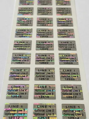 100 Custom Printed .50 Inch Square Hologram Labels Stickers Seals Tamper Void • £12.53