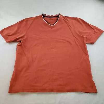 Eddie Bauer Short Sleeve Thermal Warm Over Shirt V Neck Orange Thick Men M • $9.60