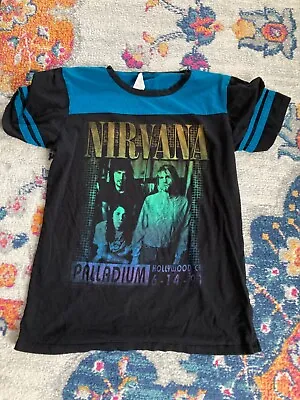 Vintage 1991 Nirvana Tour Palladium Hollywood CA Tour Fitted Shirt Size XL • $243.87