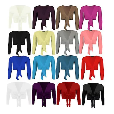 £6.99 • Buy New Ladies Tie Up Crop Shrug Womens Wrap Open Bolero Cardigan Top Size 8-14