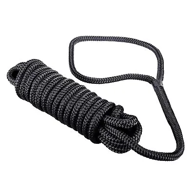 3/4 Inch 30 Ft Double Braid Nylon Boat Dock Line Rope Marine Mooring Rope Black • $29.69