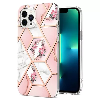 $17.58 • Buy Case F IPhone 15 14 Pro Max Cute Flower Leaves Bling Glitter Girls Marble Cover
