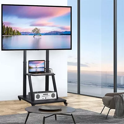 Ultra Heavy Duty Mobile 32-100 Inch TV Stand Rolling TV Cart Mount With Wheels • £84.91