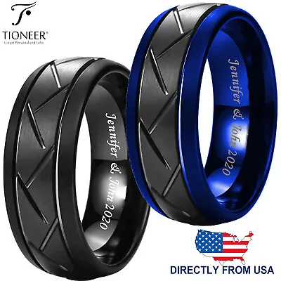 Tungsten Carbide Zigzag Groove Design Comfort Fit Wedding Band Ring FREE ENGRAVE • $18.99