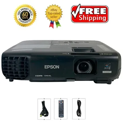 Epson PowerLite 1263W 3LCD Projector 3000 Lumens Home Theater HD HDMI W/Remote • $165.75