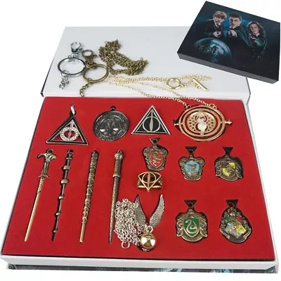 15pc Collect Gift Box Magic Wands Rings Set Harry Potter Dumbledore Ron Hermione • $25.99