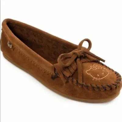 NEW Minnetonka Hello Kitty Brown Leather Shoes Size 13 • $45