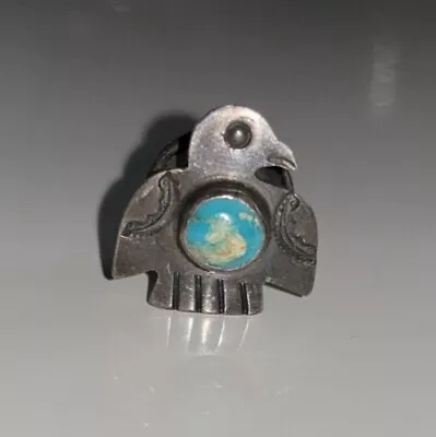 Vintage Navajo Old Pawn Sterling Silver Turquoise Cufflink Fred Harvey Era • $59.99