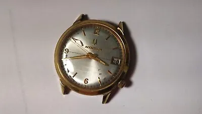 Bulova Accutron Date Automatic Watch Gold Vintage Runs Scratches On Crystal Di • $255