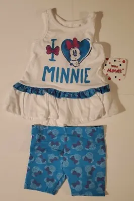 Disney Minnie Mouse I Love Minne  2 Piece Outfit Size 18 Months Top Shorts Set  • $10
