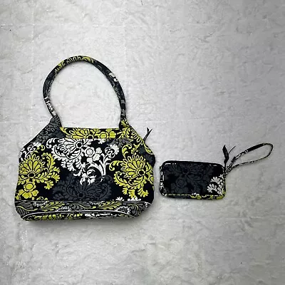 Vera Bradley Lot Baroque Black Yellow Quilted Cotton Tote Handbag • $27.55