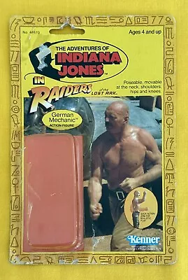 Vintage Indiana Jones German Mechanic WWII Action Figure Kenner ROTLA Cardback • $99