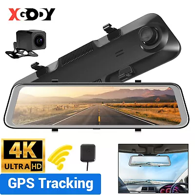 12  4K Rearview Mirror Dash Cam GPS WiFi Car DVR Video Recorder Reversing Camera • $134.99