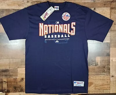 Vintage Washington Nationals Shirt Large Blue Majestic Oversized Baggy Y2K • $12.48