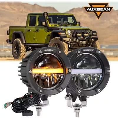 Auxbeam 4  110W 11000LM LED Pods Offroad LED Driving Light W/Amber DRL For Jeep • $94.98