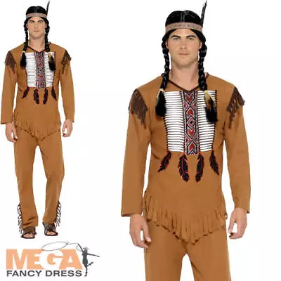 £17.99 • Buy Native American Mens Fancy Dress Wild West Western Tribal Warrior Adults Costume