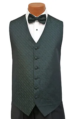 Men's Bill Blass Dark Green Tuxedo Vest With Bow Tie Formal Wedding Groom Prom   • $6.20