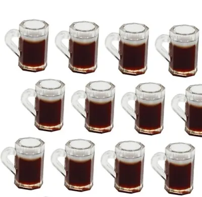 10PC Dollhouse 1:12 Scale Miniature Beer Mug Mugs Cup Bar Party Dark Brown • $8.29