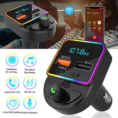 Car Bluetooth FM Transmitter Radio Music Adapter USB Charger Cigarette Lighter • $11.99