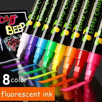 Liquid Chalk Erasable Highlighter Marker Pen Fluorescent Whiteboard Graffiti LED • $11.44