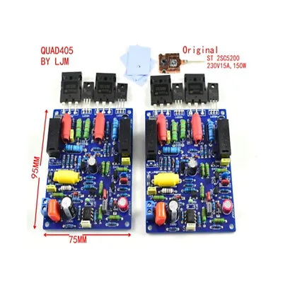 2pcs Kit QUAD405 Dual-Channel 2SC5200 230V15A 100W Amplifier Board • $34.92