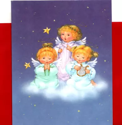 Merry Christmas Music Angel Wink Children Angels Greeting Cards - Set Of 4 • $9.99