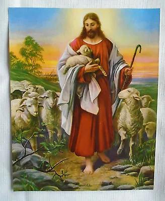 VTG 50s Embossed Jesus With Flock Of Sheep Lithograph 7 X 9 • $24.99