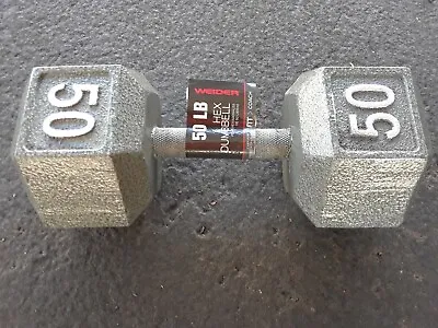 Weider 50 Lb Cast Iron Steel Hex Dumbbell Barbell Free Weights Home Gym Fitness! • $119.97