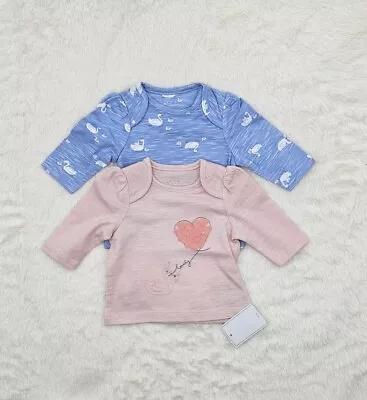 Mothercare Newborn Baby Long Sleeve T-shirt Pack Girls 2 Piece Set Character • £6.90