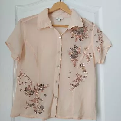 J.Jill Sheer Embroidered Floral Button Shirt Size Small • $20