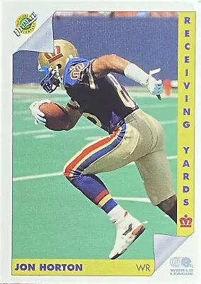 1992 Ultimate WLAF #64 Jon Horton Receiving Yards: London Monarchs Football Card • $2.99