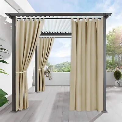 Waterproof Blackout Curtains Pergola Patio UV-Protection Outdoor Garden Eyelet • £15.99