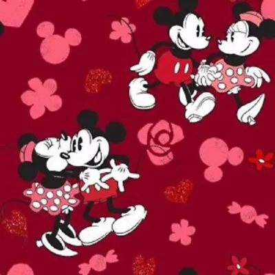 MICKEY AND MINNIE LOVE RED Cotton Print By SPRINGS CREATIVE  BTY • $9.71