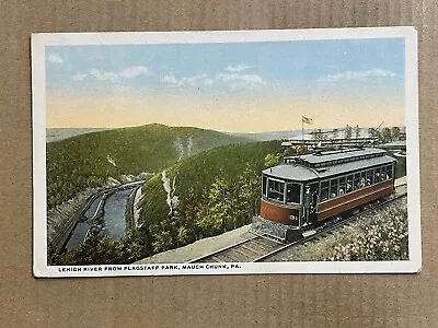 Postcard Mauch Chunk PA Pennsylvania Lehigh River Flagstaff Park Trolley Train • $9.99