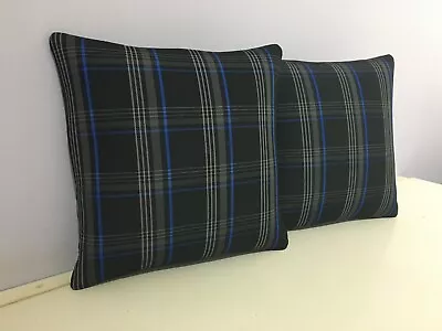 Blue VW GTI Tartan 2 Pillow Covers 38 X 38cm - Rock And Roll Bed Cushions • £24.95