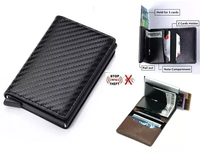 $9.59 • Buy RFID Blocking Genuine Leather Credit Card Holder Money Cash Clip Wallet Purse