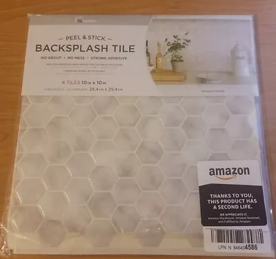 InHome NH2359 Hexagon Marble Peel & Stick Backsplash Tiles 10x10 In 4 Pack • $24.50