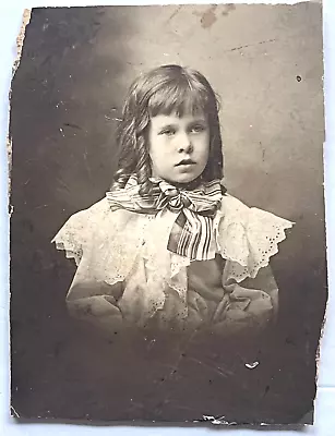 Antique Cabinet Card Artistic Portrait Photograph Young Girl With Curls • $9.99