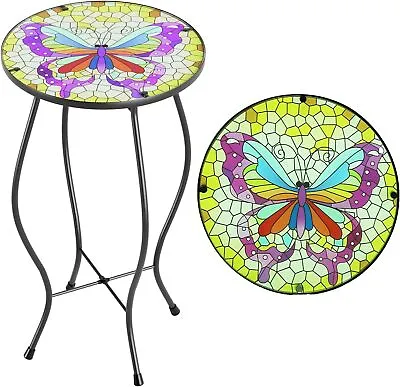 Costway Mosaic Side Table Accent Table Round Balcony Bistro End Table • $51.99