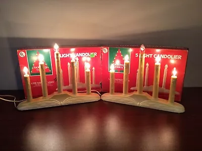 Vintage Holiday Trim Christmas 5 Light Electric Window Candolier Lot Of 2. • $29.95