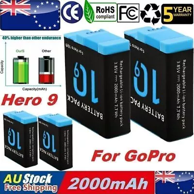 2x 2000mAh Rechargeable Battery For GoPro Hero 9 10 Accessories Sport SLR Camera • $74.99