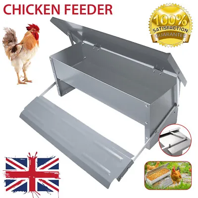 Automatic Chicken Duck Feeder Galvanized Poultry Chook Food Treadle Self Coop UK • £23.50